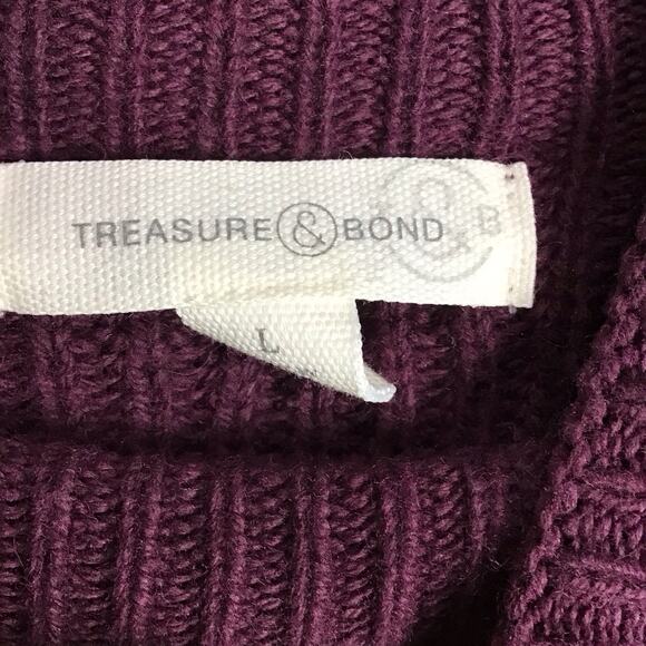 Treasure & Bond Women’s Large Purple Chunky Knit Mock Neck Sweater - Picture 4 of 14
